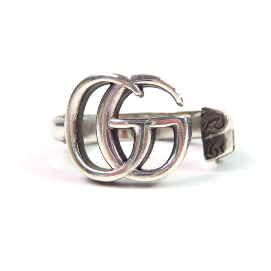 GUCCI 627760 Double G Key Motif Arabesque Ring, AG925 Silver, Size 10, Made in Italy, Weight 5.19g, Women's