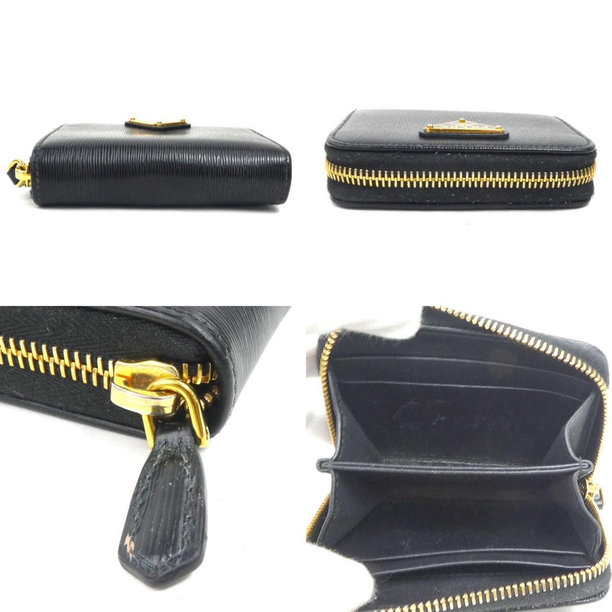 Prada wallet, coin purse, leather, black, unisex, r10911a