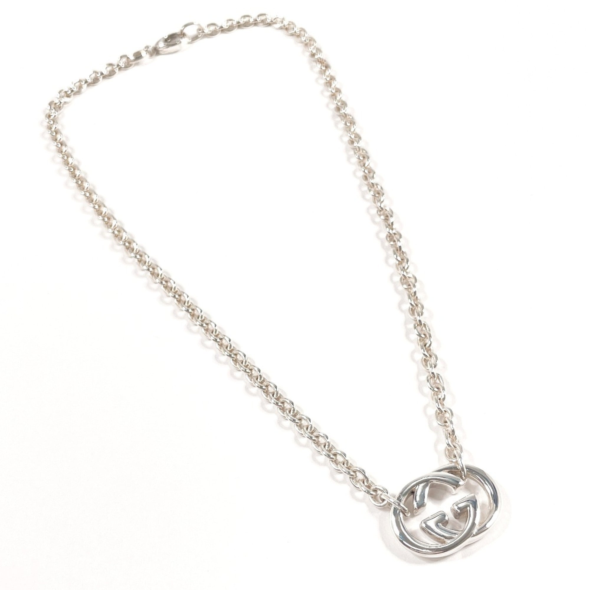 GUCCI Interlocking G Necklace, Sterling Silver 925, Unisex — Like New