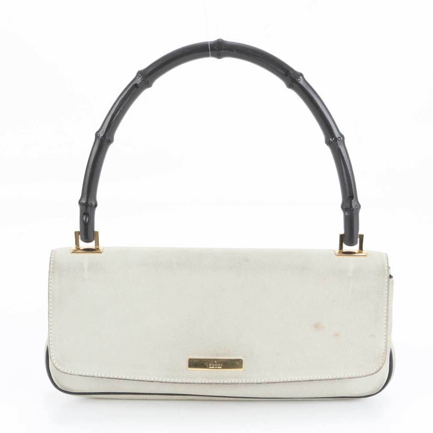 Gucci Bamboo 001-4047 Leather Shoulder Bag, Gray, Women's