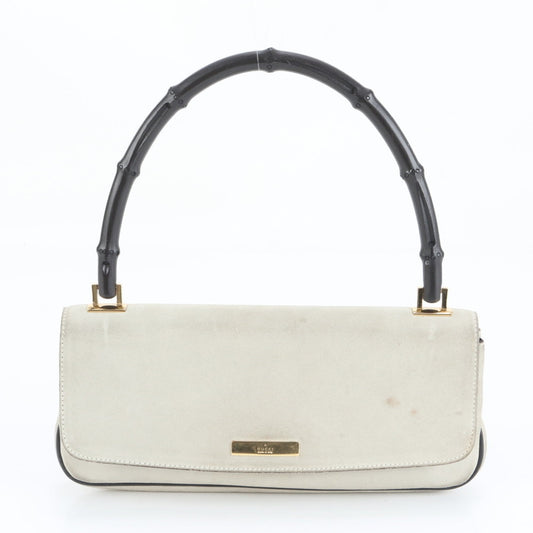 Gucci Bamboo 001-4047 Leather Shoulder Bag, Gray, Women's