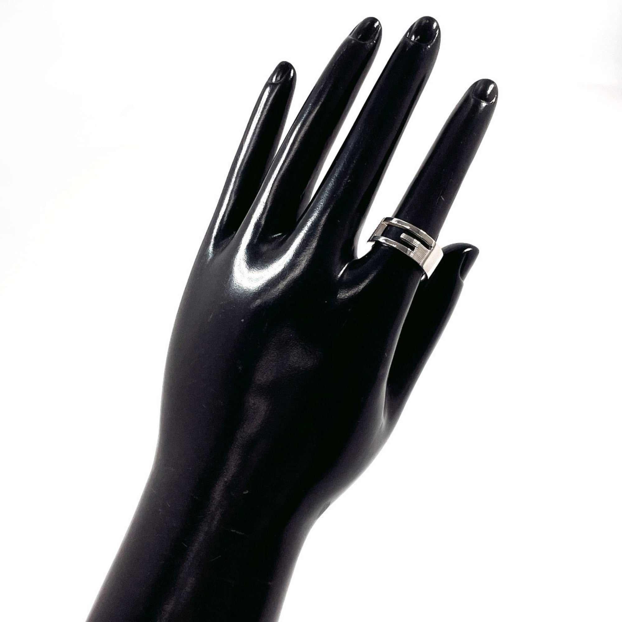 GUCCI Branded Cutout G Ring, Sterling Silver 925, Size 10, Silver, Women's — Like New