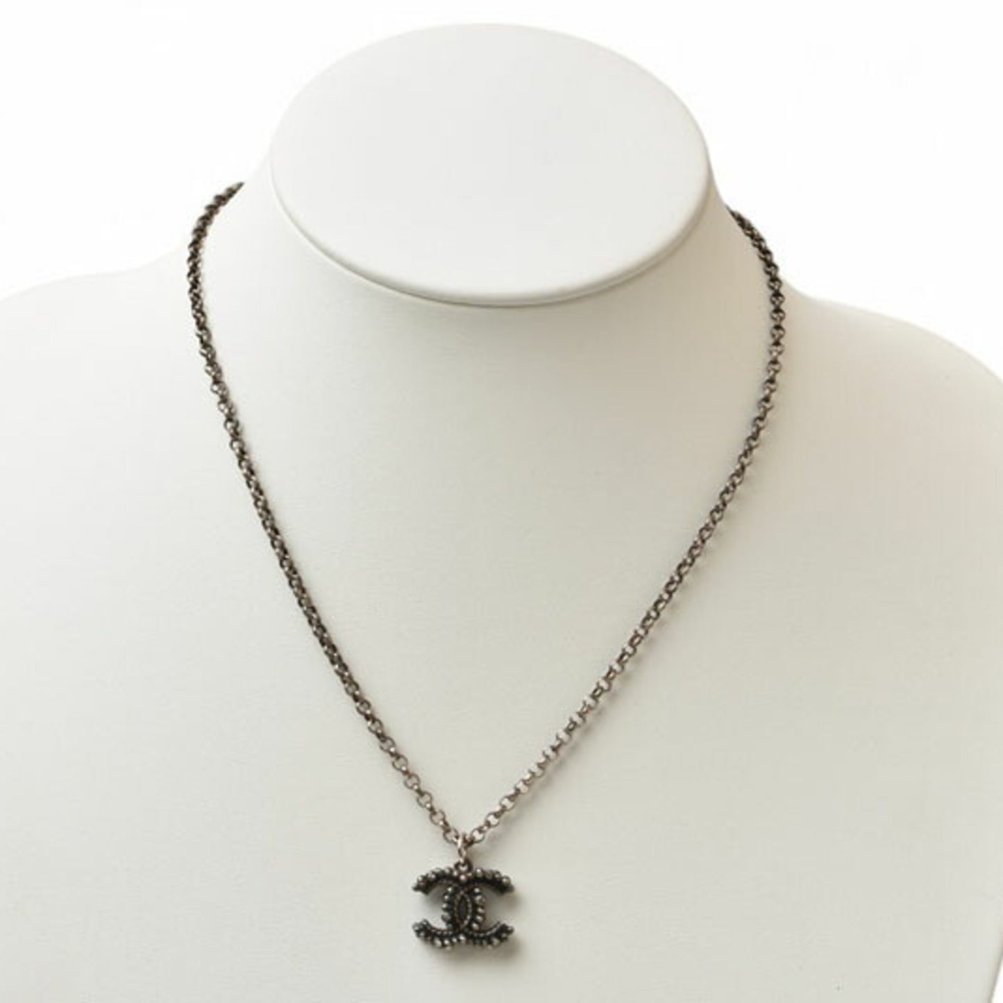 Chanel Necklace Pendant CHANEL Coco CC Rhinestone Silver 17 Men's Women's