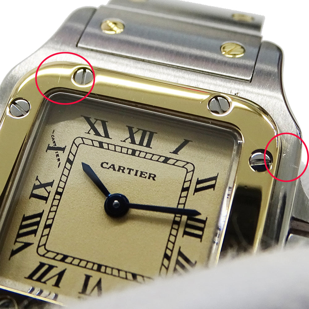 Cartier women's watch, Santos Galbee SM, quartz movement, stainless steel (SS), gold (YG), W20012C4 — Good