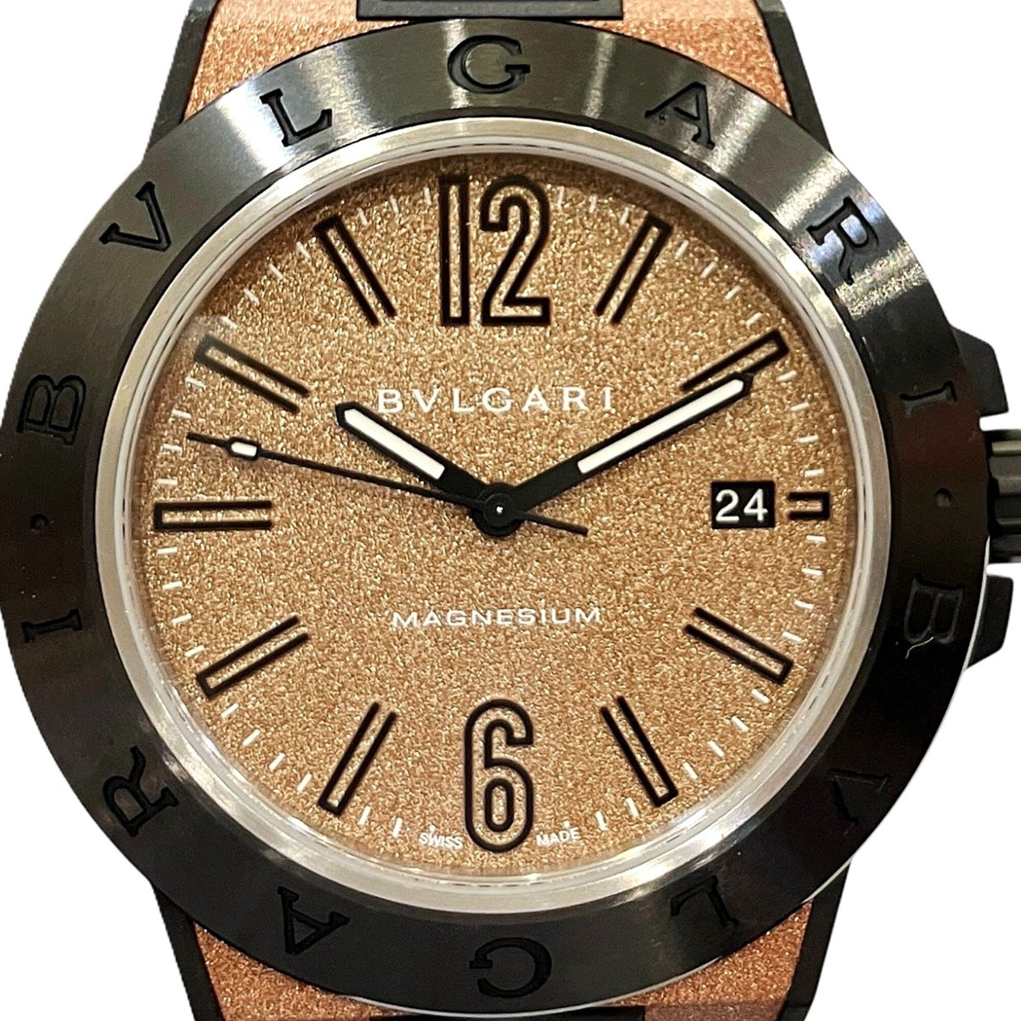 Bulgari Diagono Magnesium Watch, Total Weight 71g, Rubber Strap, Automatic Movement, Brown Dial, DG41SMC — Good