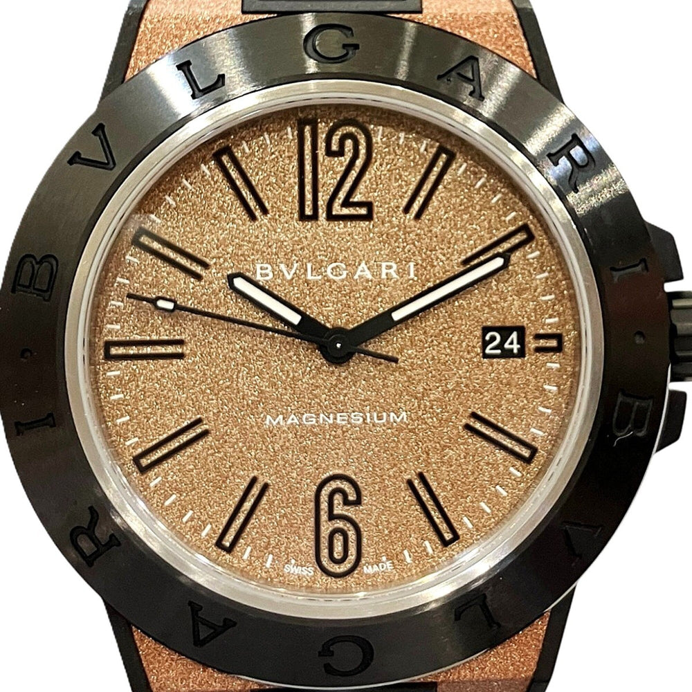 Bulgari Diagono Magnesium Watch, Total Weight 71g, Rubber Strap, Automatic Movement, Brown Dial, DG41SMC — Good