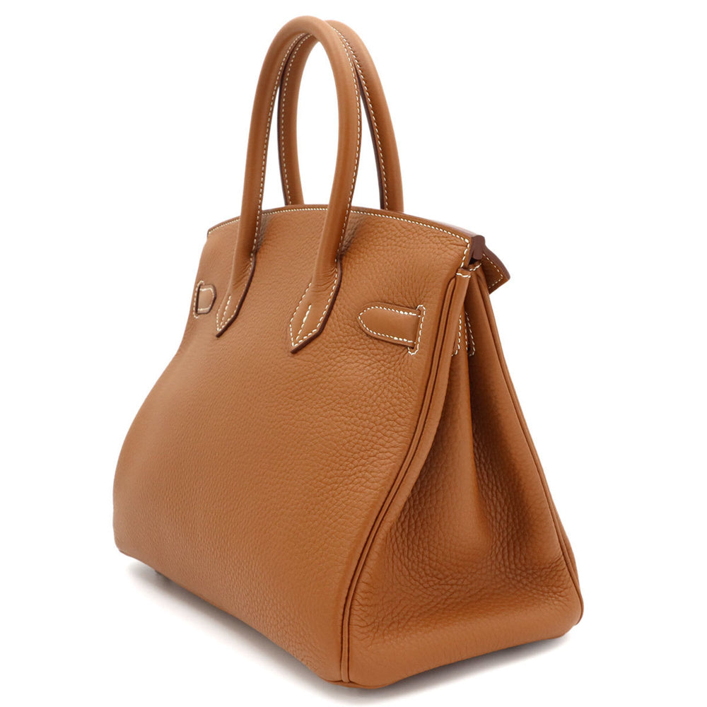 Hermes Birkin 30 Taurillon Clemence Gold Handbag □N Stamp Silver Hardware — New - Store Return