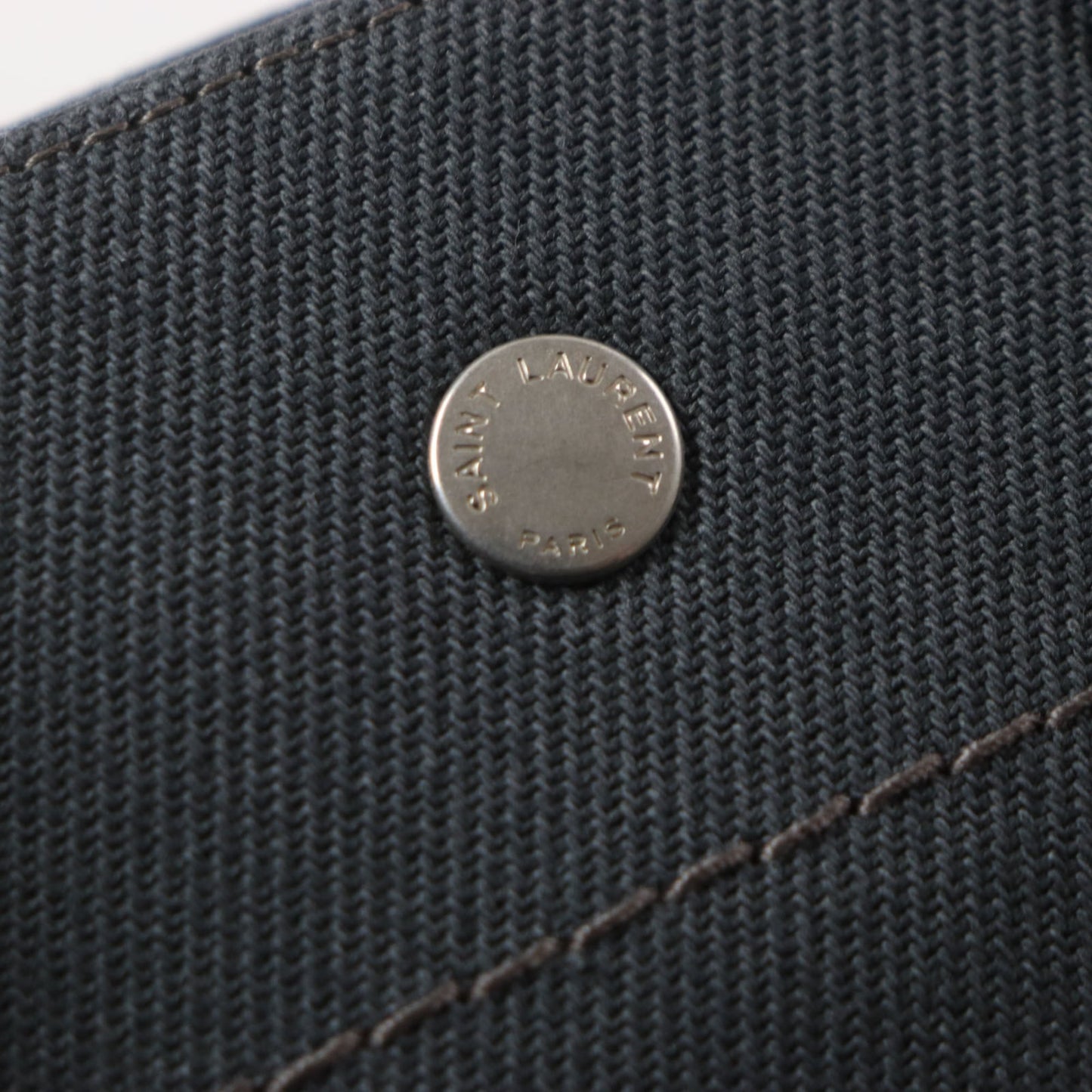 SAINT LAURENT 632539 Rive Gauche N S Canvas and Leather Tote Bag, Dark Gray Black, Made in Italy, Men's