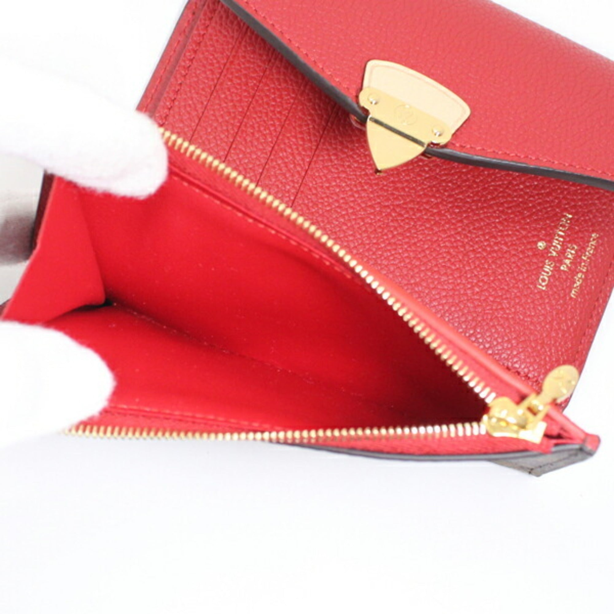 Louis Vuitton Women's Trifold Wallet, Portefeuille Pallas Compact, Monogram, Brown and Red, M67478, LOUIS VUITTON Wallet & Coin Purse, TK1780