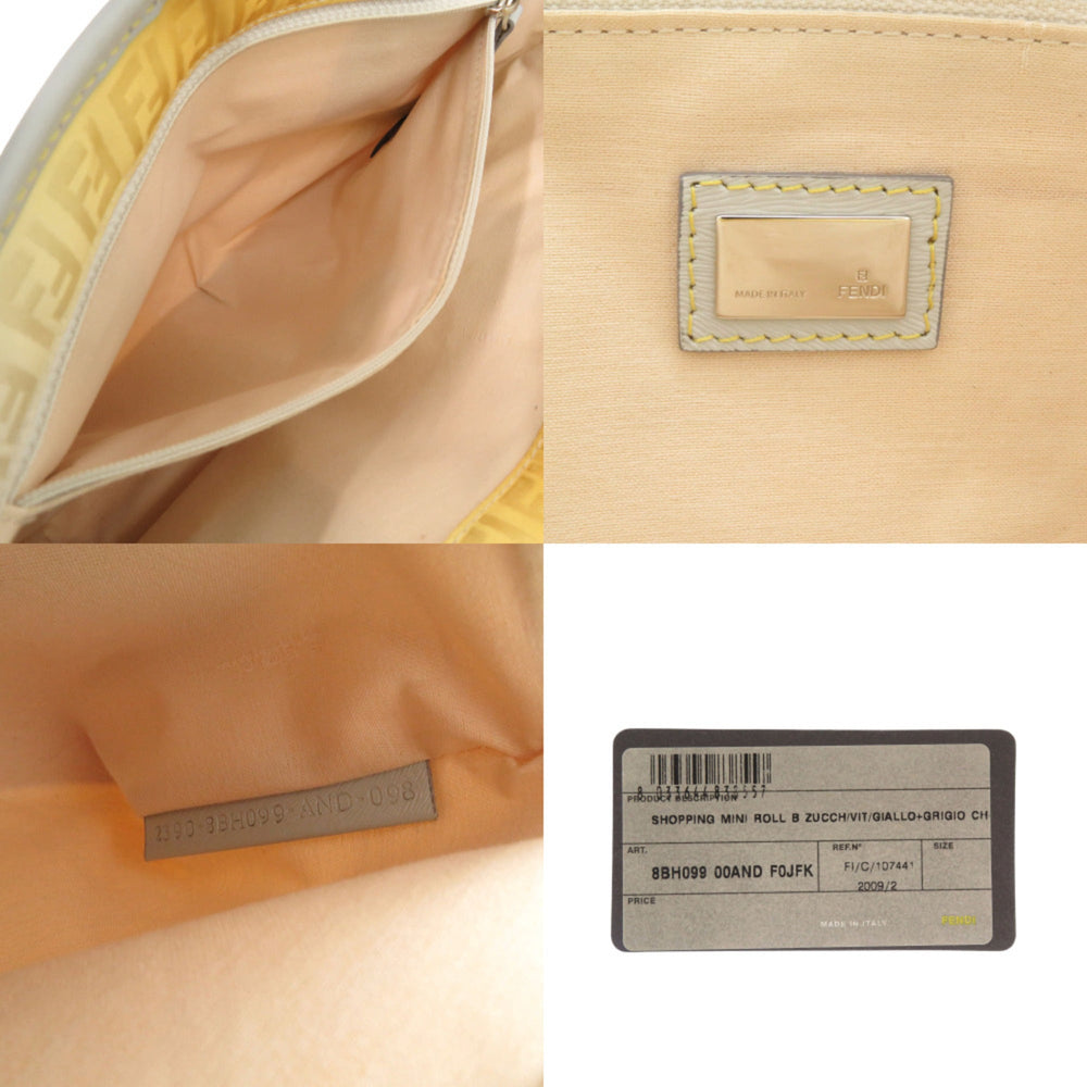Fendi Zucchino Pattern 8BH099 Nylon Canvas Leather Yellow Gray Tote Bag 0551FENDI — Like New