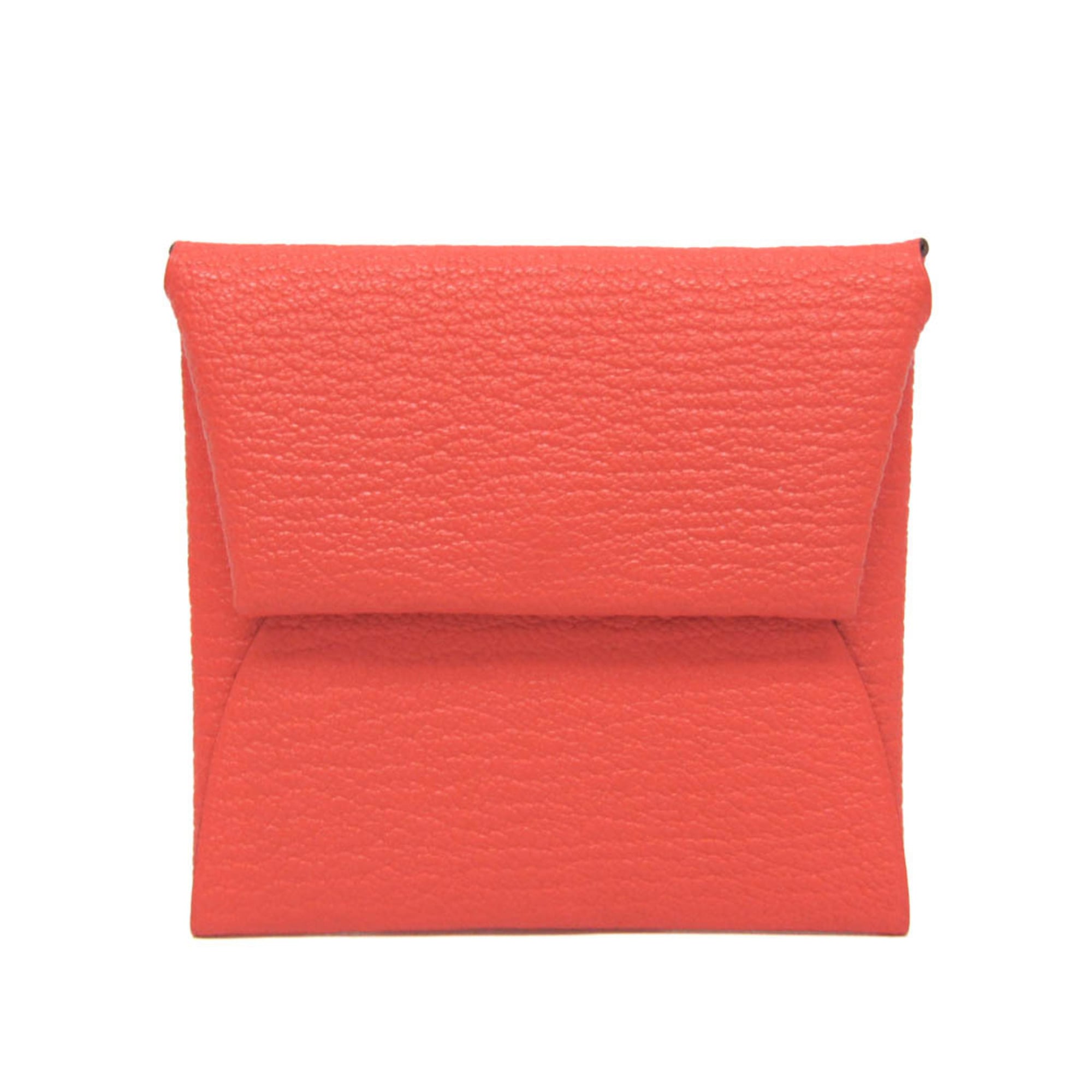 Hermes Bastia Verso Men,Women Chevre Leather Coin Purse/coin Case Beige,Pink