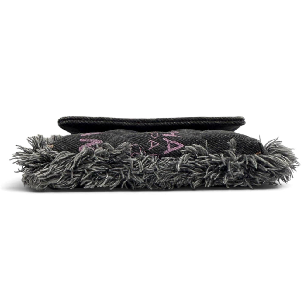 CHANEL Coco Mark Mini Matelassé Denim Leather Chain Fringe Bag Shoulder Black Multi Made in France Women's with Box and Dust — Like New