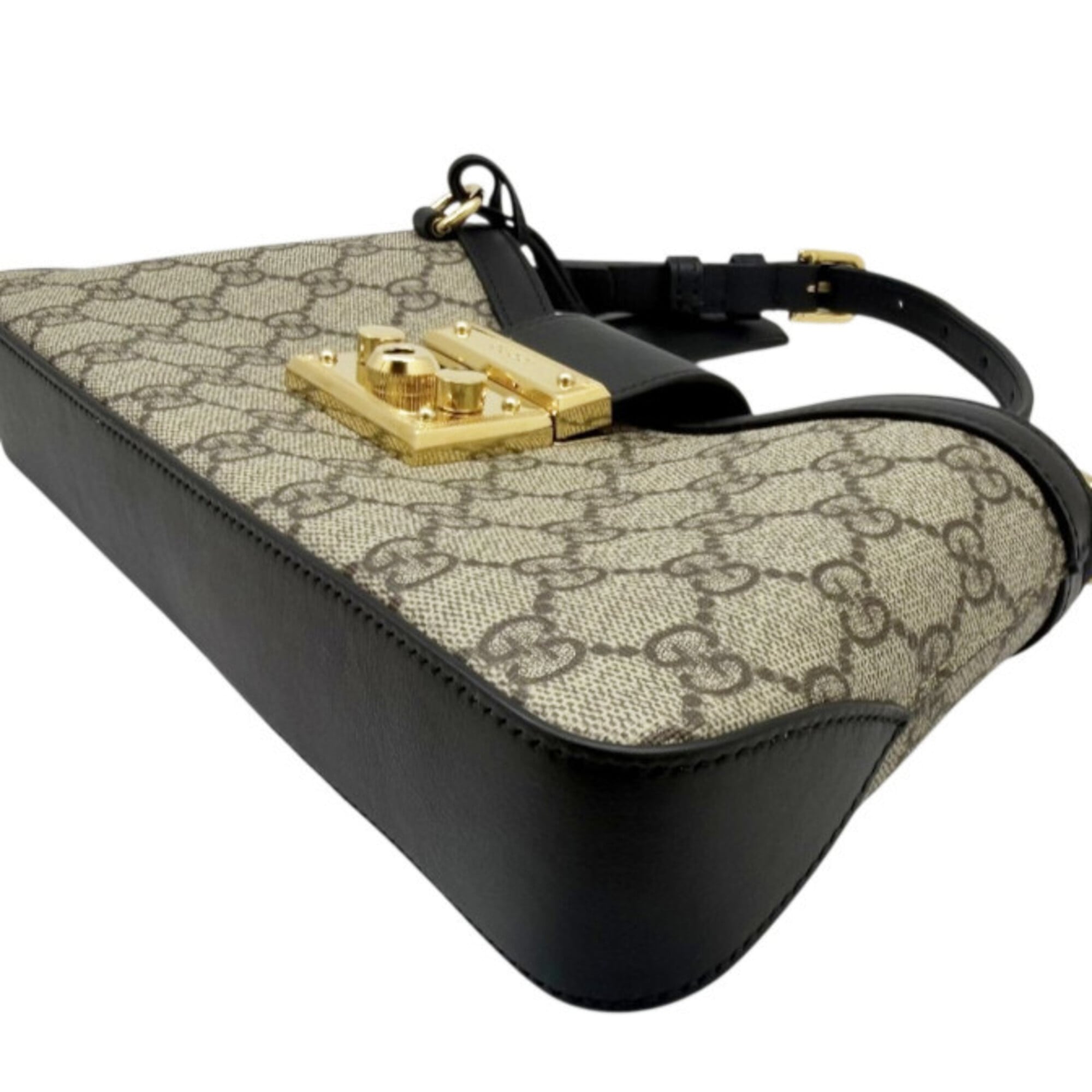 GUCCI GG Supreme Padlock Small Leather Shoulder Bag Chain for Women (Beige/Black, 811705) — Like New