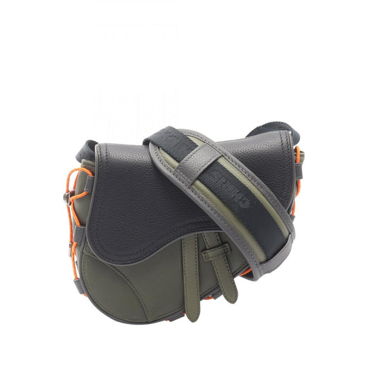 Christian Dior Dior Christian x Sacai Saddlebag Shoulder Bag Nylon Leather Men's Khaki Navy