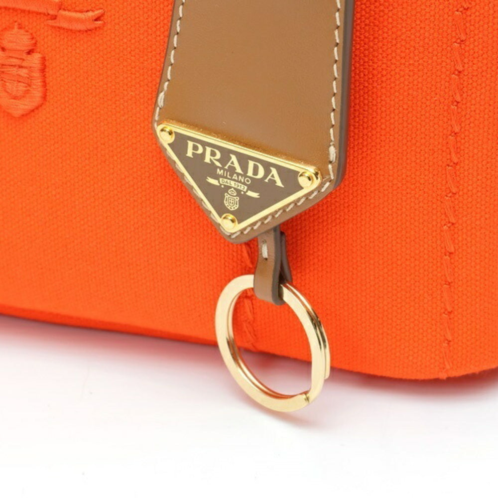 PRADA Jardiniere Mini Handbag Canapa Tote Bag 1BA038 Cotton Canvas Orange B-159860 — New - Store Return