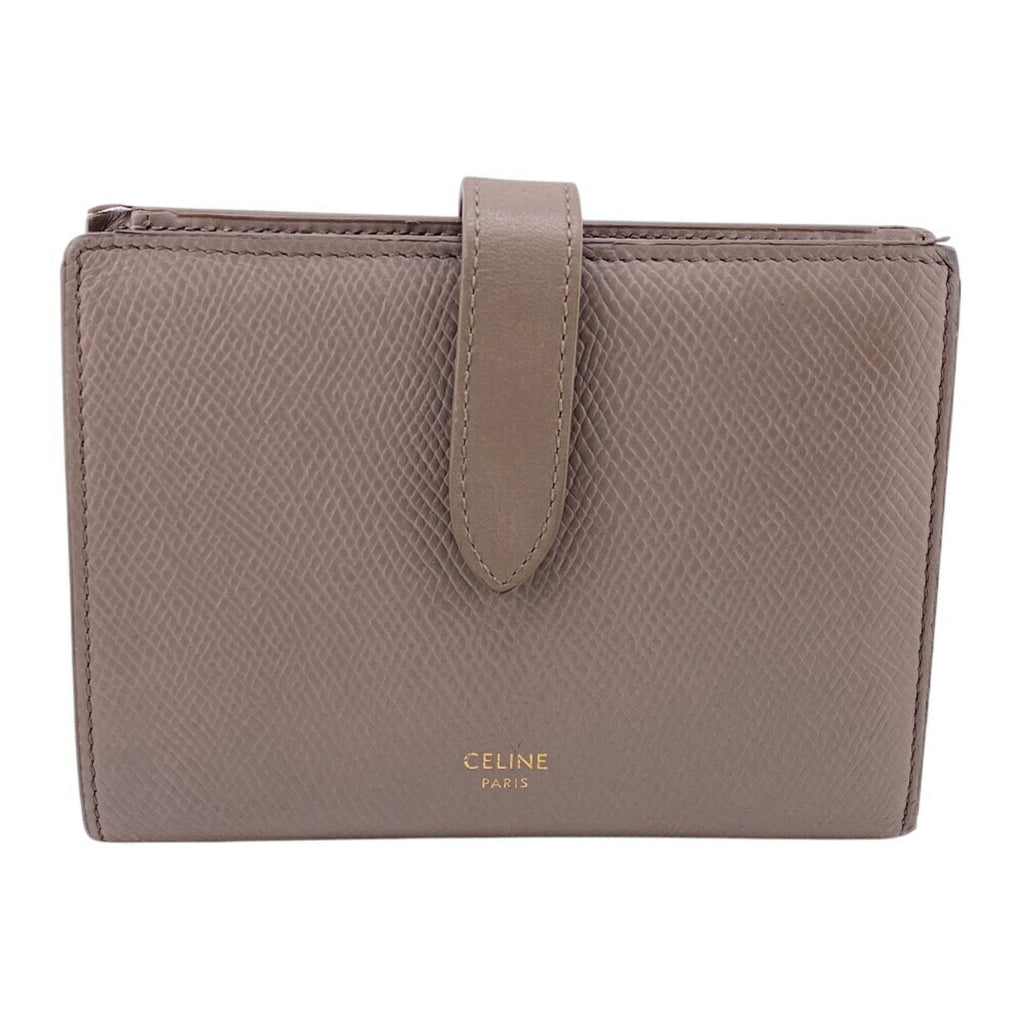CELINE Medium Strap Bi-fold Wallet Beige Women's