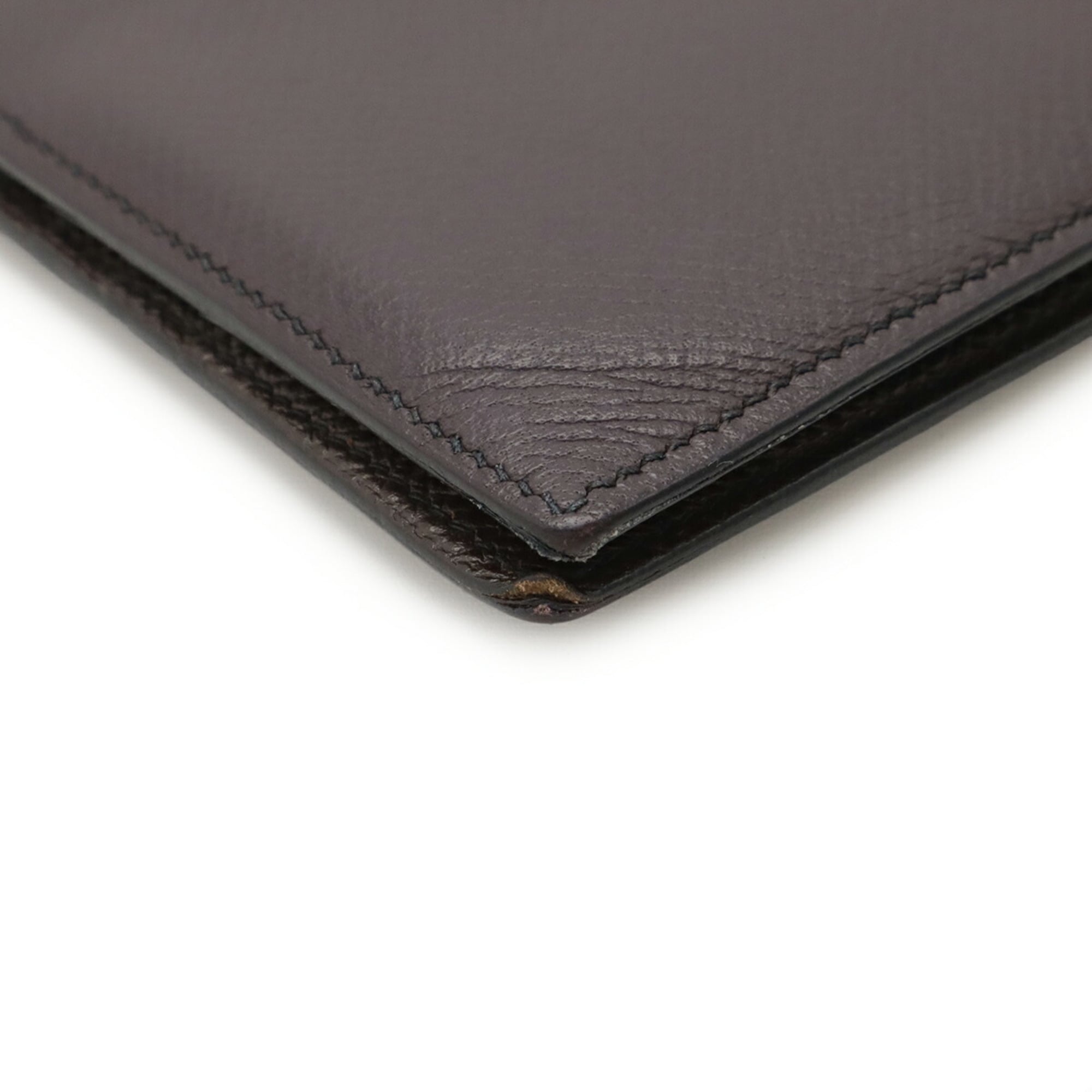 HERMES MC2 Copernicus Bi-fold Wallet in Evercolor Leather, Two-Tone Macassar Brown and Navy, D Stamp