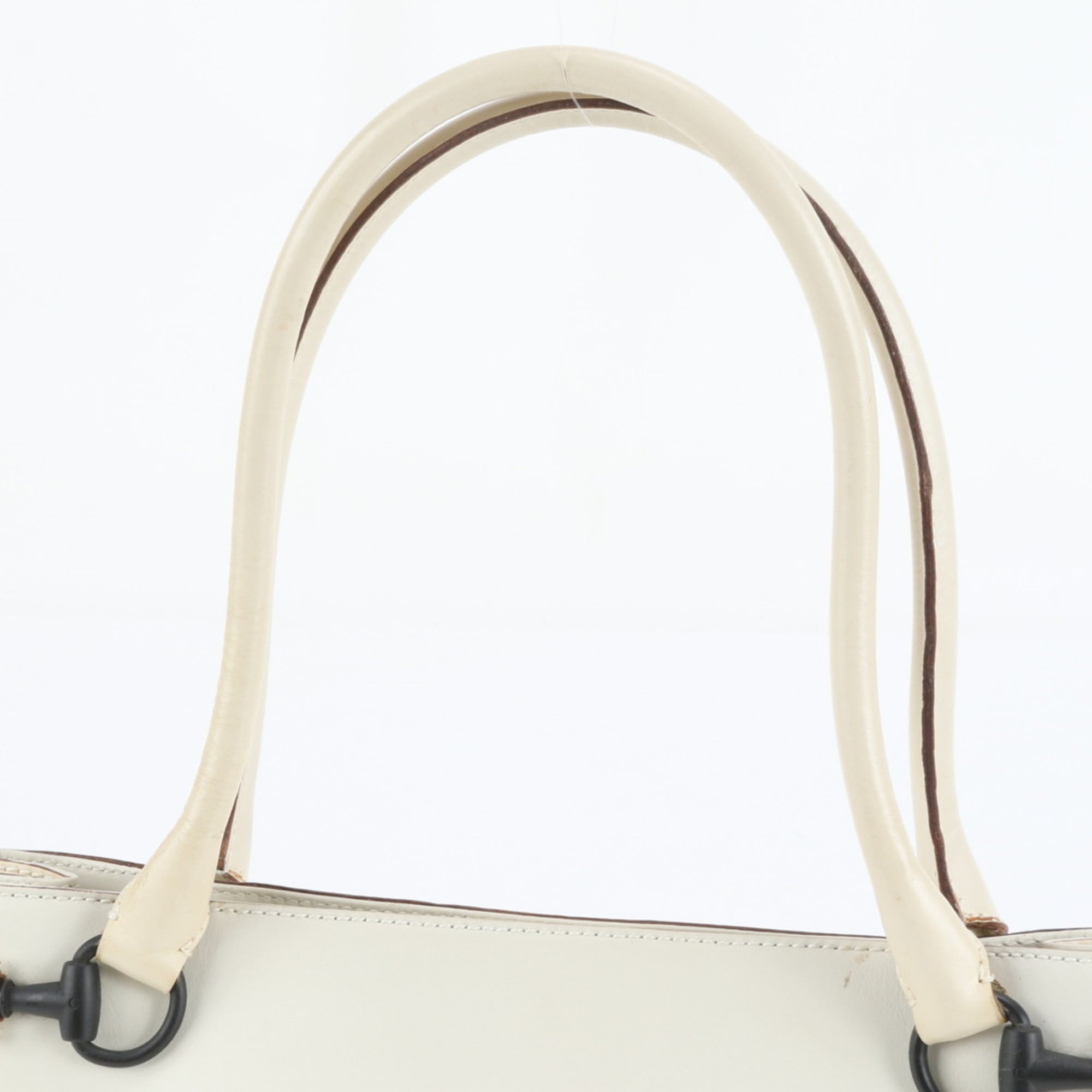 Gucci Horsebit 101345 Leather Shoulder Bag/Handbag Ivory Women's