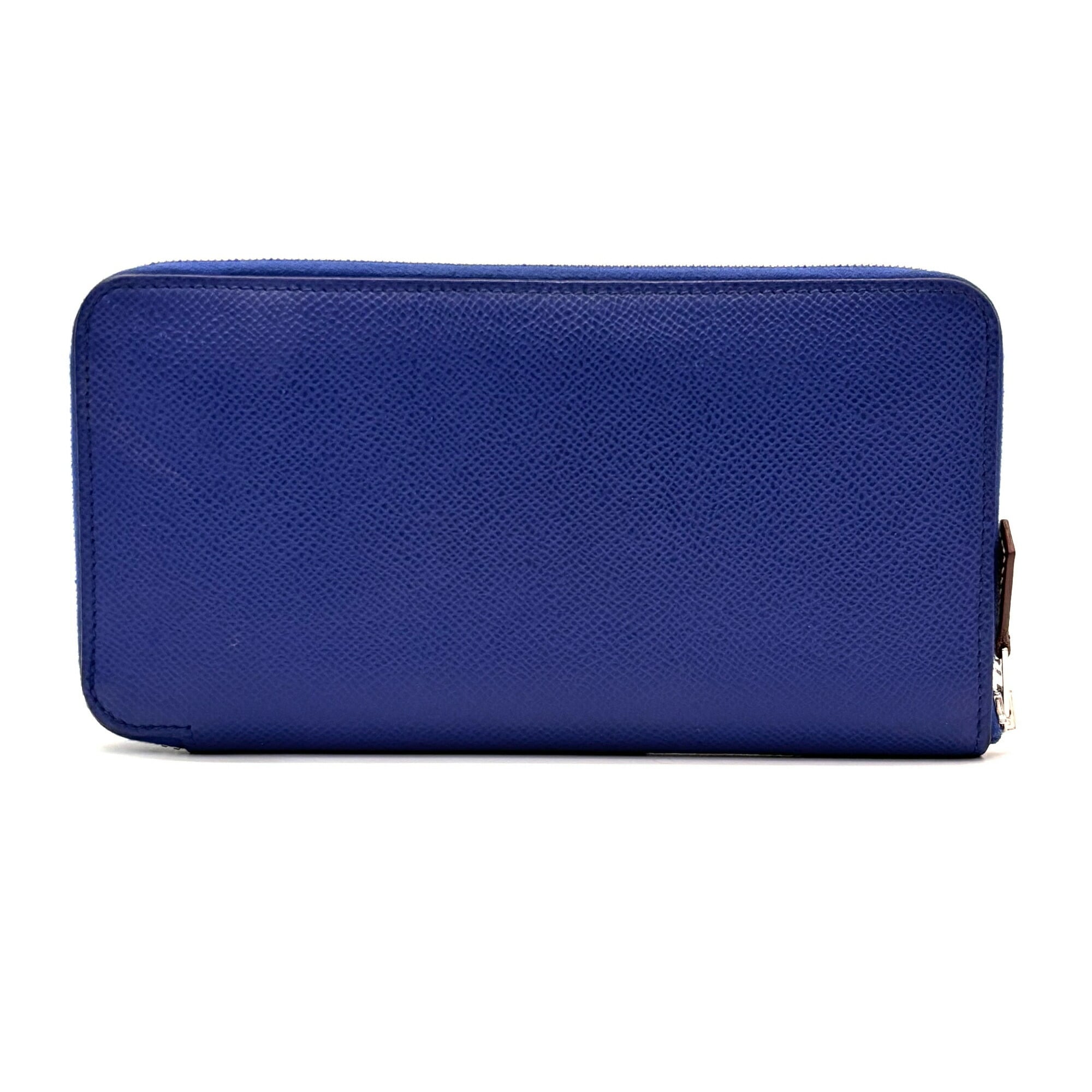 Hermes Hermès Azap Long Silk-In Epsom Leather Round Zip Wallet in Blue