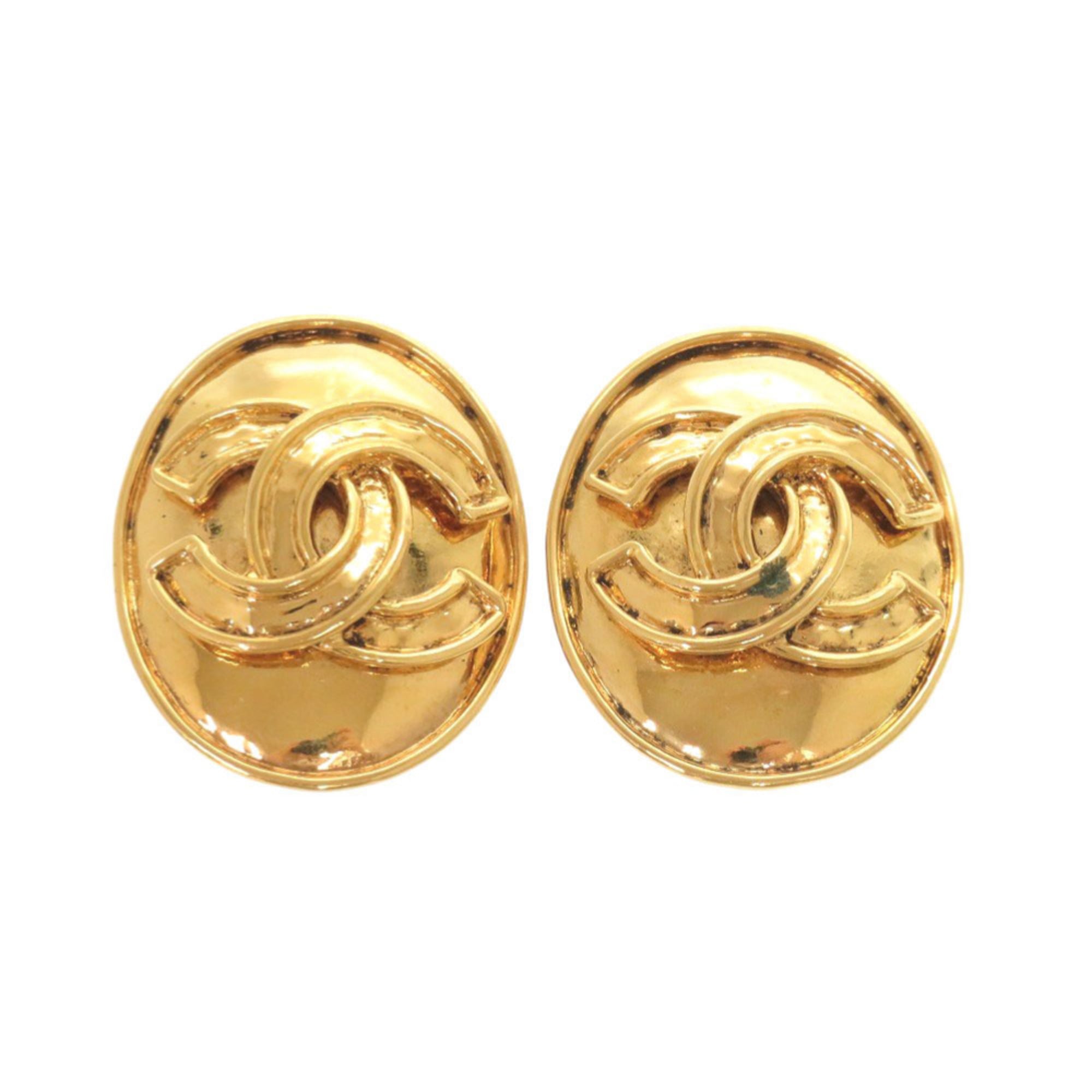 Beautiful vintage Chanel Coco Mark metal gold earrings 0079CHANEL
