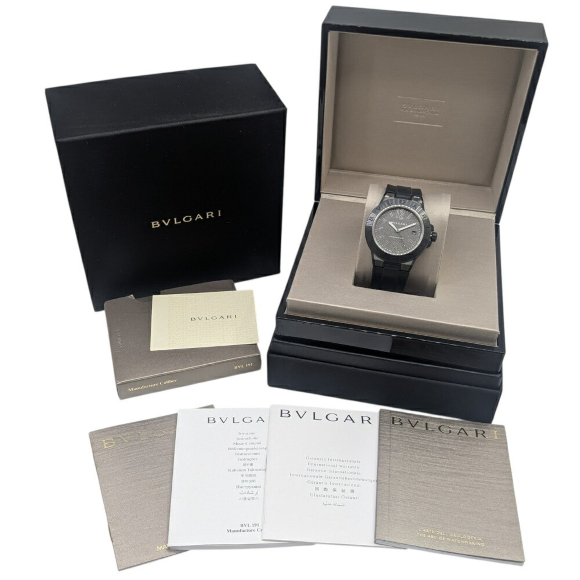 BVLGARI Diagono Magnesium Date Ceramic Gray Dial Rubber Black Automatic Men's Watch DG41SMC — Good