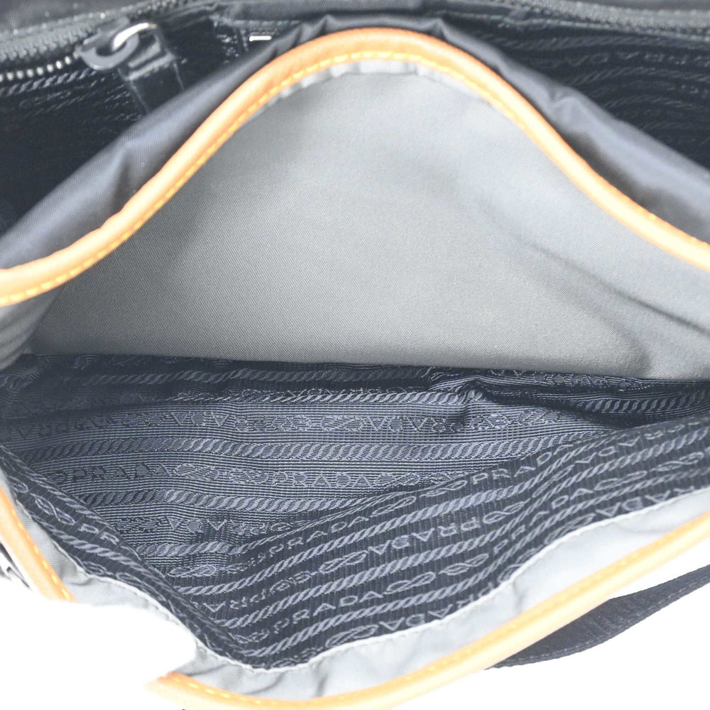 PRADA Tessuto Re-Nylon Triangle Shoulder Bag, Black, Gray, Brown, 2VD769 — New - Store Return