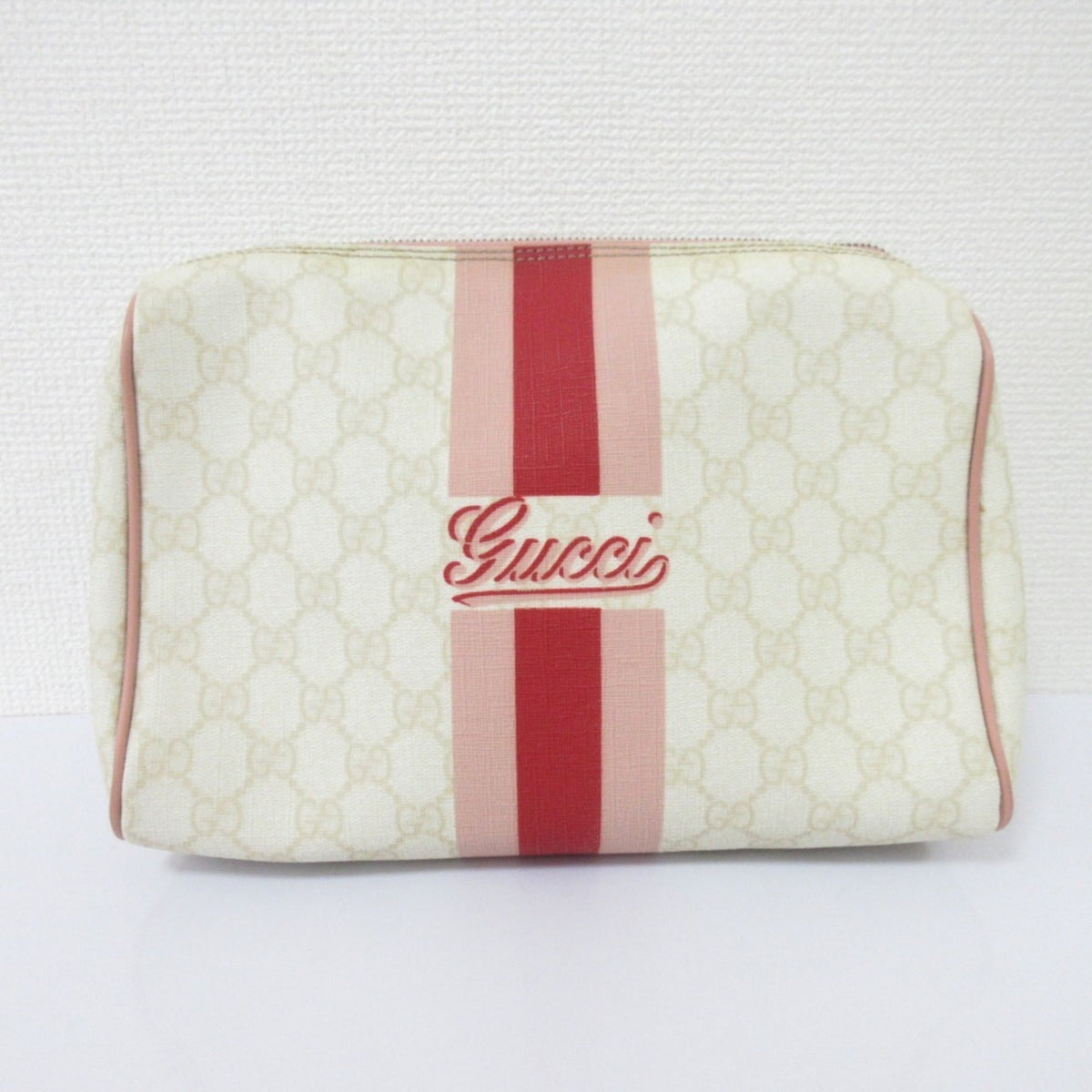 GUCCI Sherry Line GG Pattern Clutch Bag/Second Bag 189818 White/Pink Women's — Like New