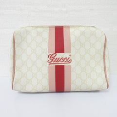 GUCCI Sherry Line GG Pattern Clutch Bag/Second Bag 189818 White/Pink Women's — Like New