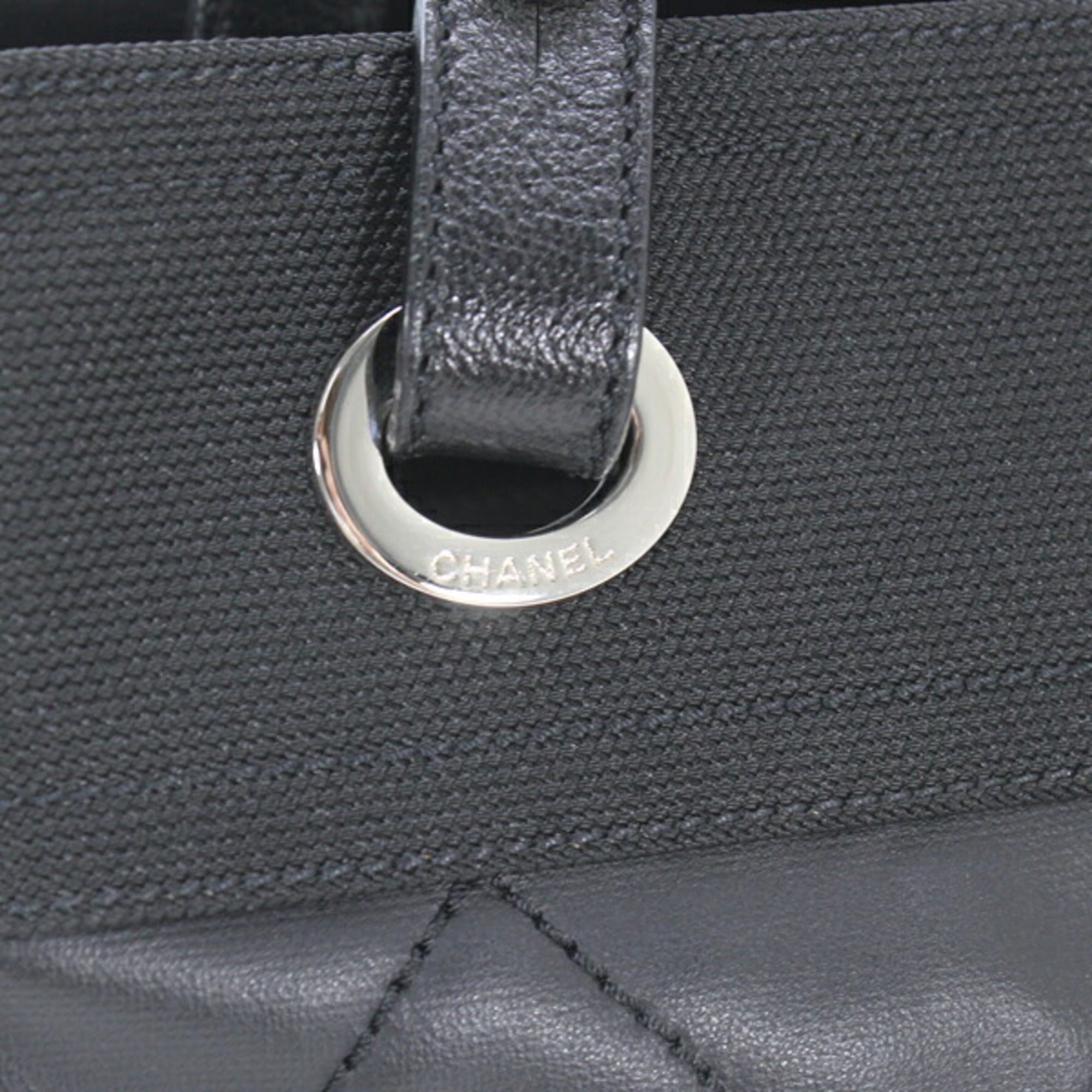 CHANEL Paris Biarritz Tote PM Black PVC Nylon Leather Bag Coco Mark A34208 T6222 — Like New