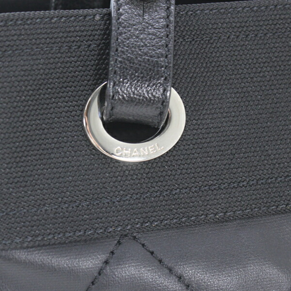 CHANEL Paris Biarritz Tote PM Black PVC Nylon Leather Bag Coco Mark A34208 T6222 — Like New