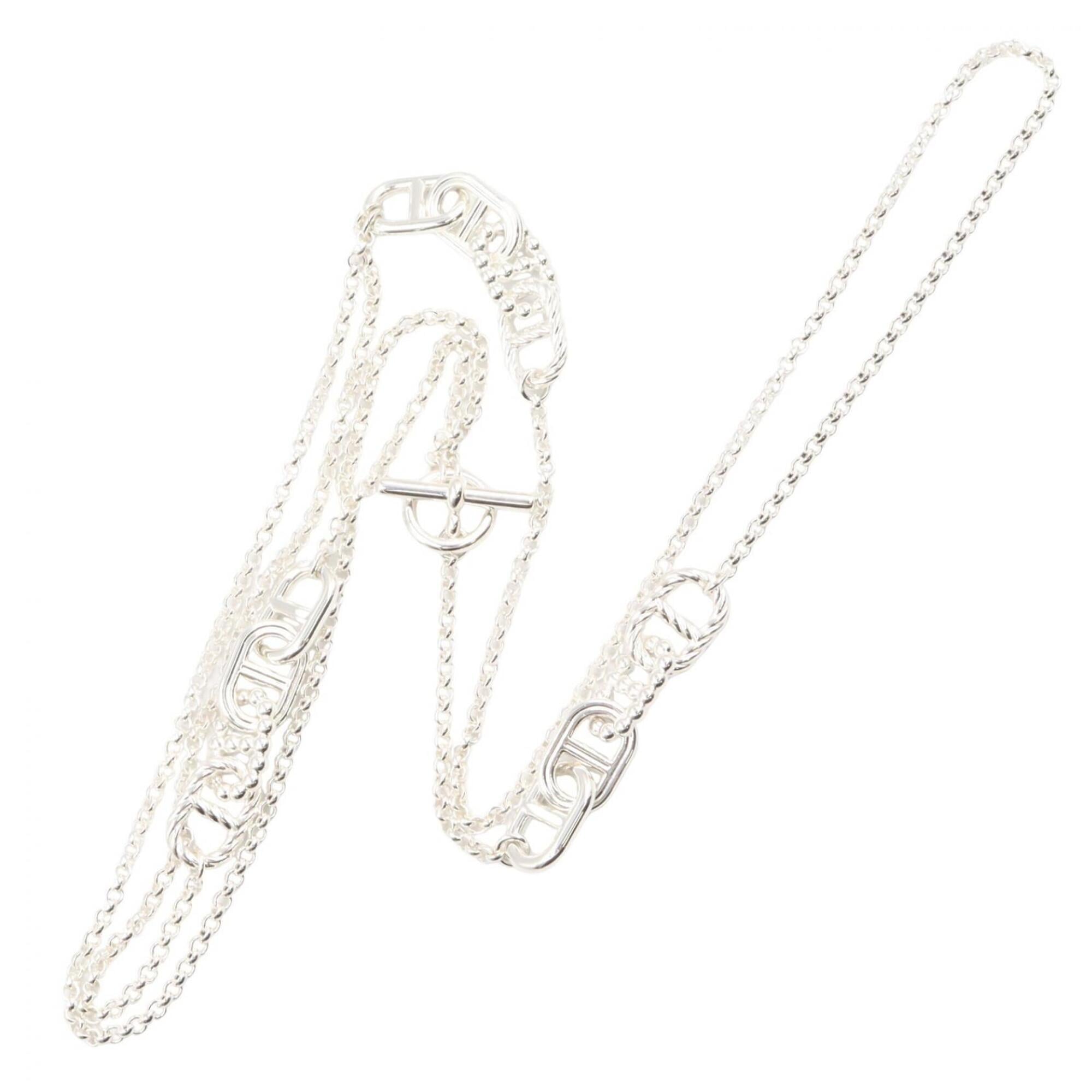 Hermes Chaine d'Ancre Area II Long Necklace, Sterling Silver 925, Women's Jewelry, Tone — New - Store Return