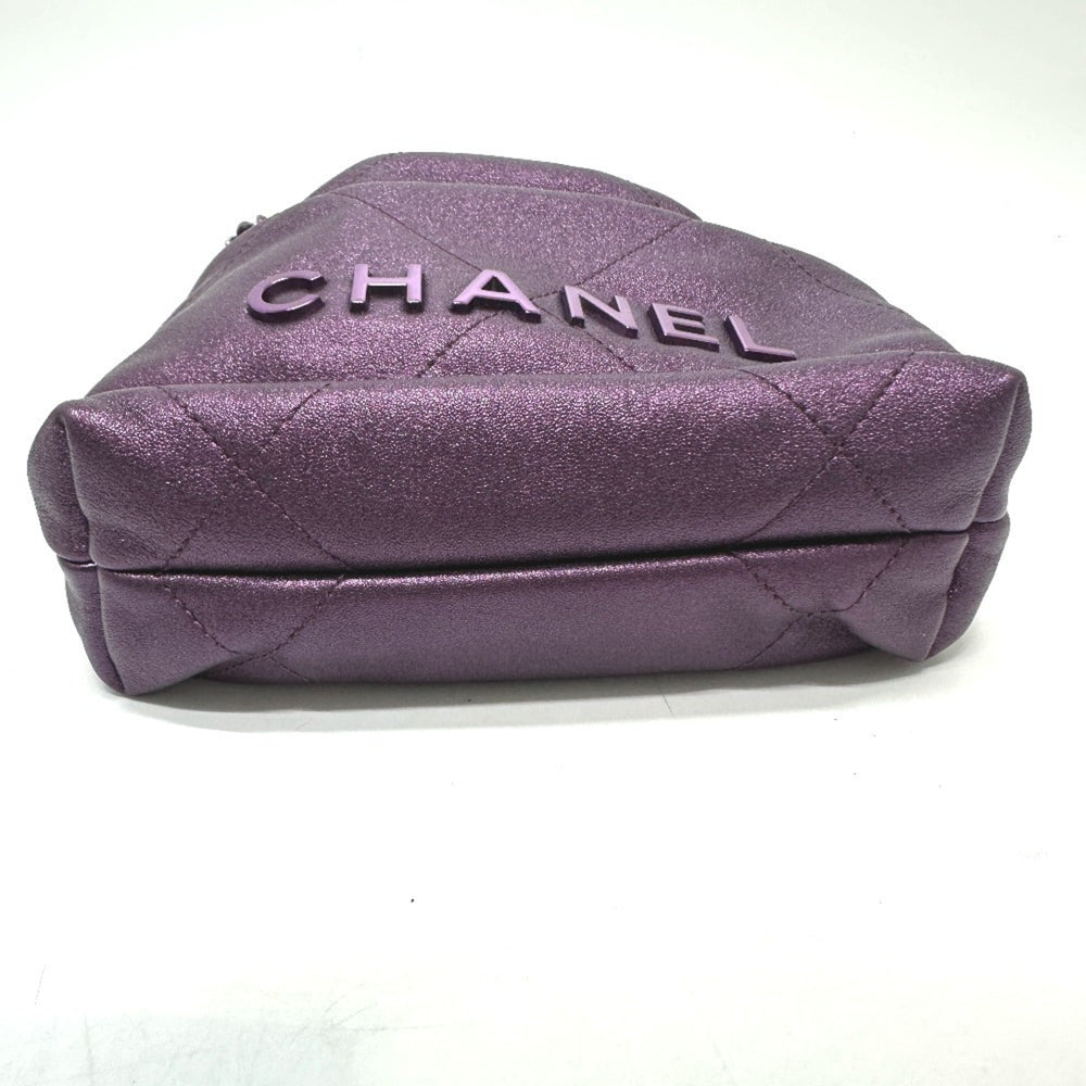 CHANEL AS3980 CHANEL22 Glitter All Purple Shoulder Bag Leather Women's — New - Store Return