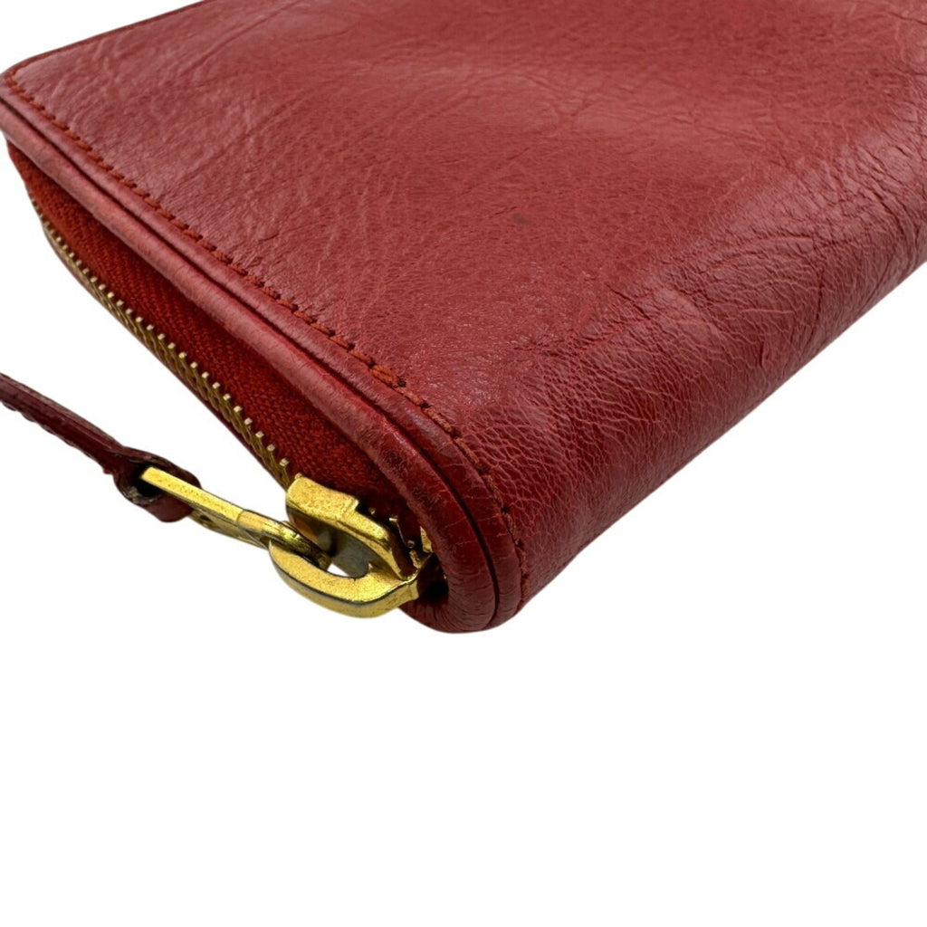 BALENCIAGA 466544 Round Long Wallet, Red, Women's