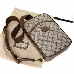 Gucci Interlocking G Sling Bag Body GG Supreme Canvas 696016 Brown Beige Unused — New - Store Return