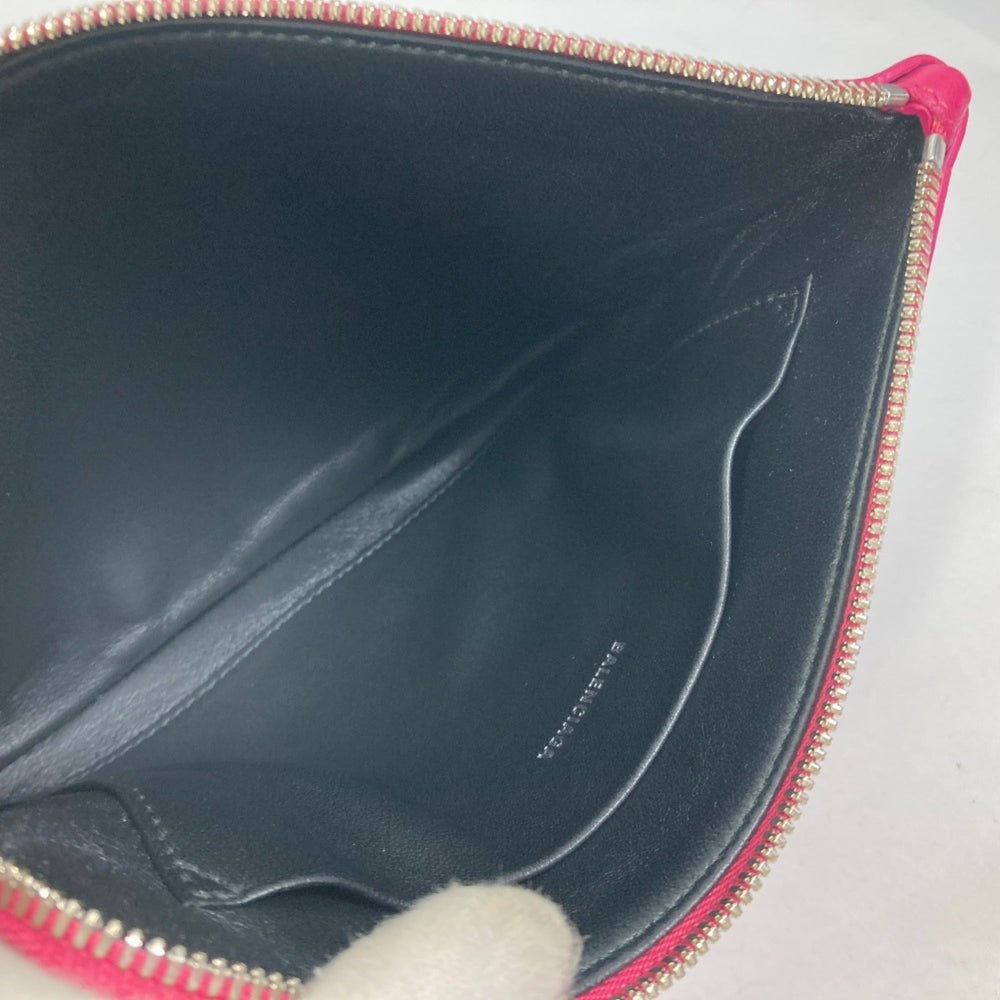 BALENCIAGA 492465 Logo Everyday Pouch M Bag Clutch Leather Women's Pink — Like New