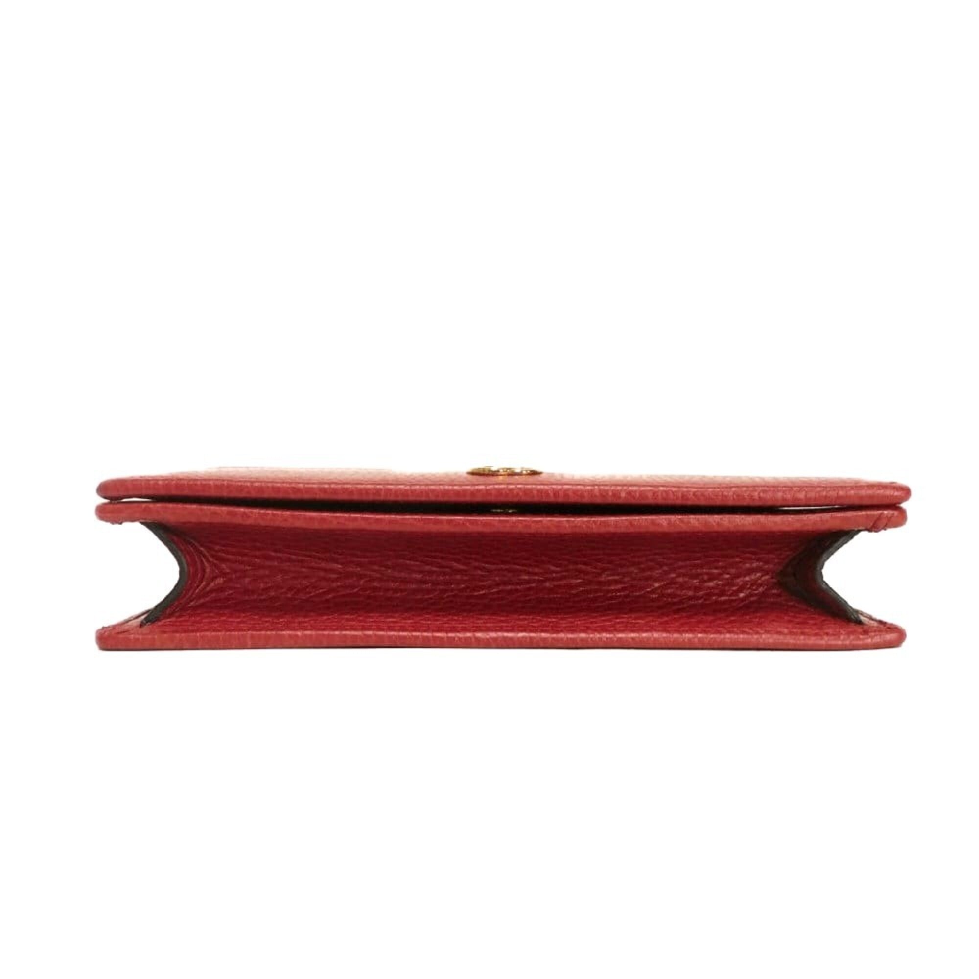 Gucci GG Marmont Chain Logo Calfskin 2-Way Clutch Bag with Double G Design, Red, 497985 CAO0G 6433, Women's — Like New