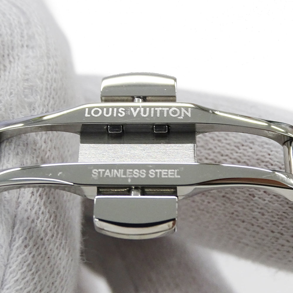 Louis Vuitton LOUIS VUITTON Women's Watch, Tambour Moon Dual Time, Quartz, Stainless Steel (QA104), Silver — Good