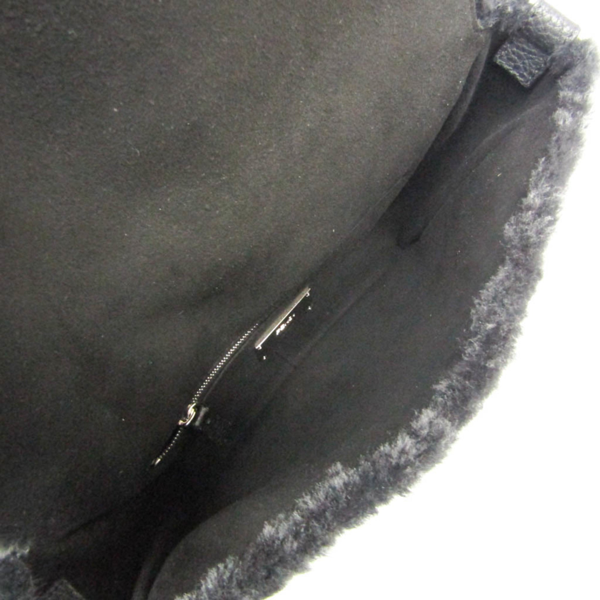 Fendi Baguette Messenger Medium 7VA537 Women's Leather Shoulder Bag Black