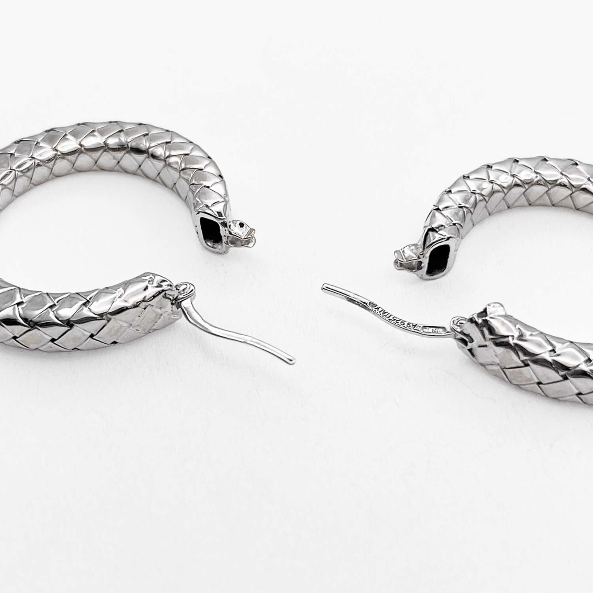 BOTTEGA VENETA Intrecciato Round Earrings, SV925 Silver, Men's & Women's — Like New