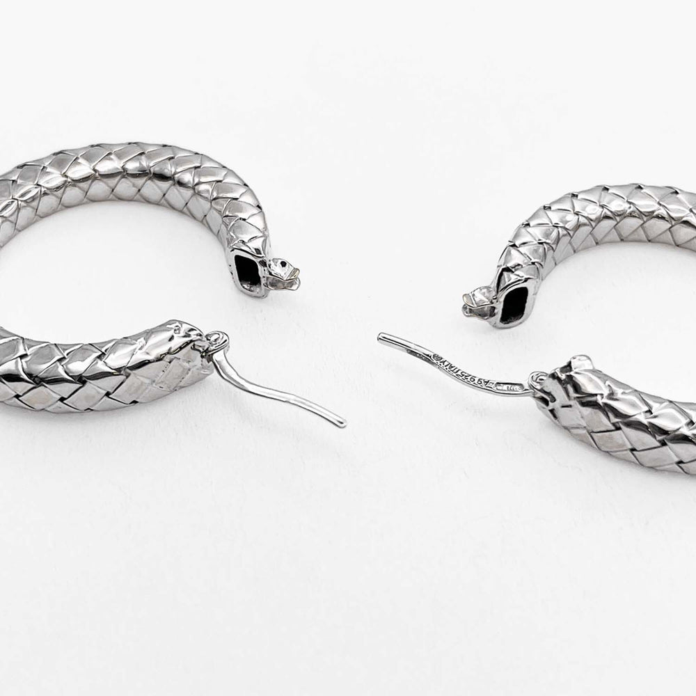 BOTTEGA VENETA Intrecciato Round Earrings, SV925 Silver, Men's & Women's — Like New