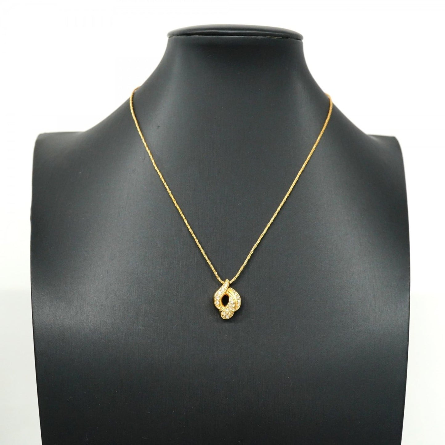 Christian Dior necklace with GP plating and rhinestones, gold, for women