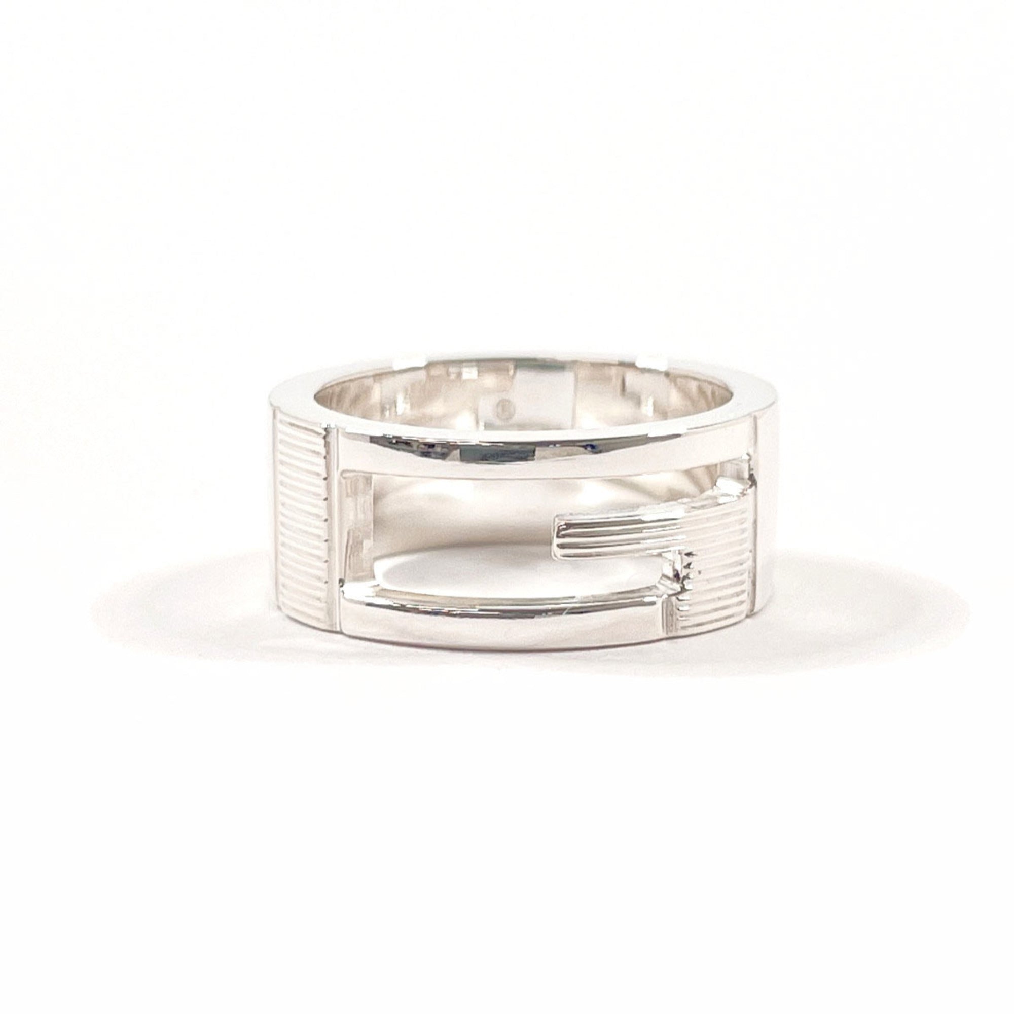 GUCCI Branded Cutout G Ring, Sterling Silver 925, Size 10, Silver, Women's — Like New