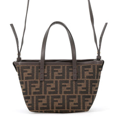 Fendi Roll FF Jacquard Mini Canvas Leather Handbag 8BS096 2-way Shoulder Bag FENDI — Like New