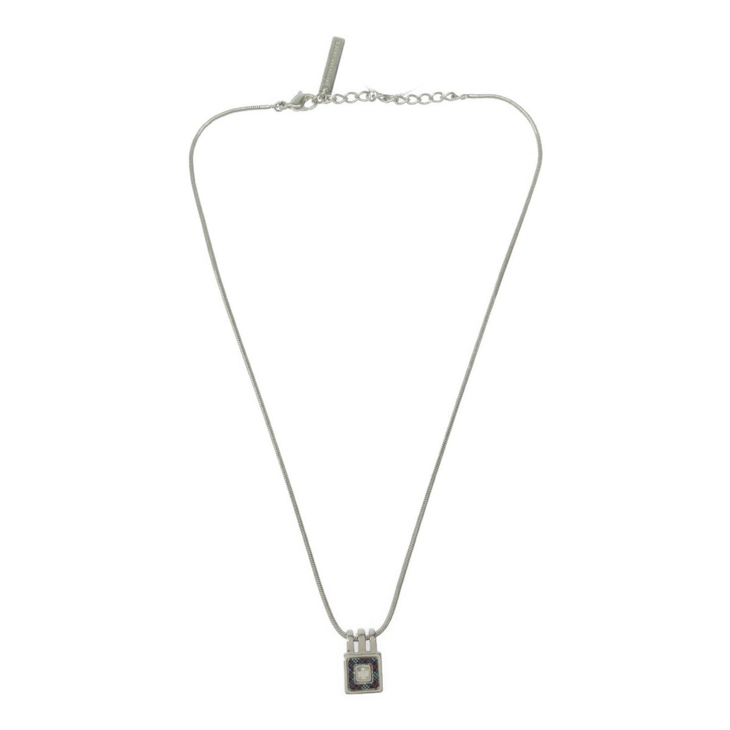 BURBERRY Nova Check Silver Necklace VINATGE Square Zirconia Women's Mikunigaoka Store ITKZB654Z0DS RM0105V