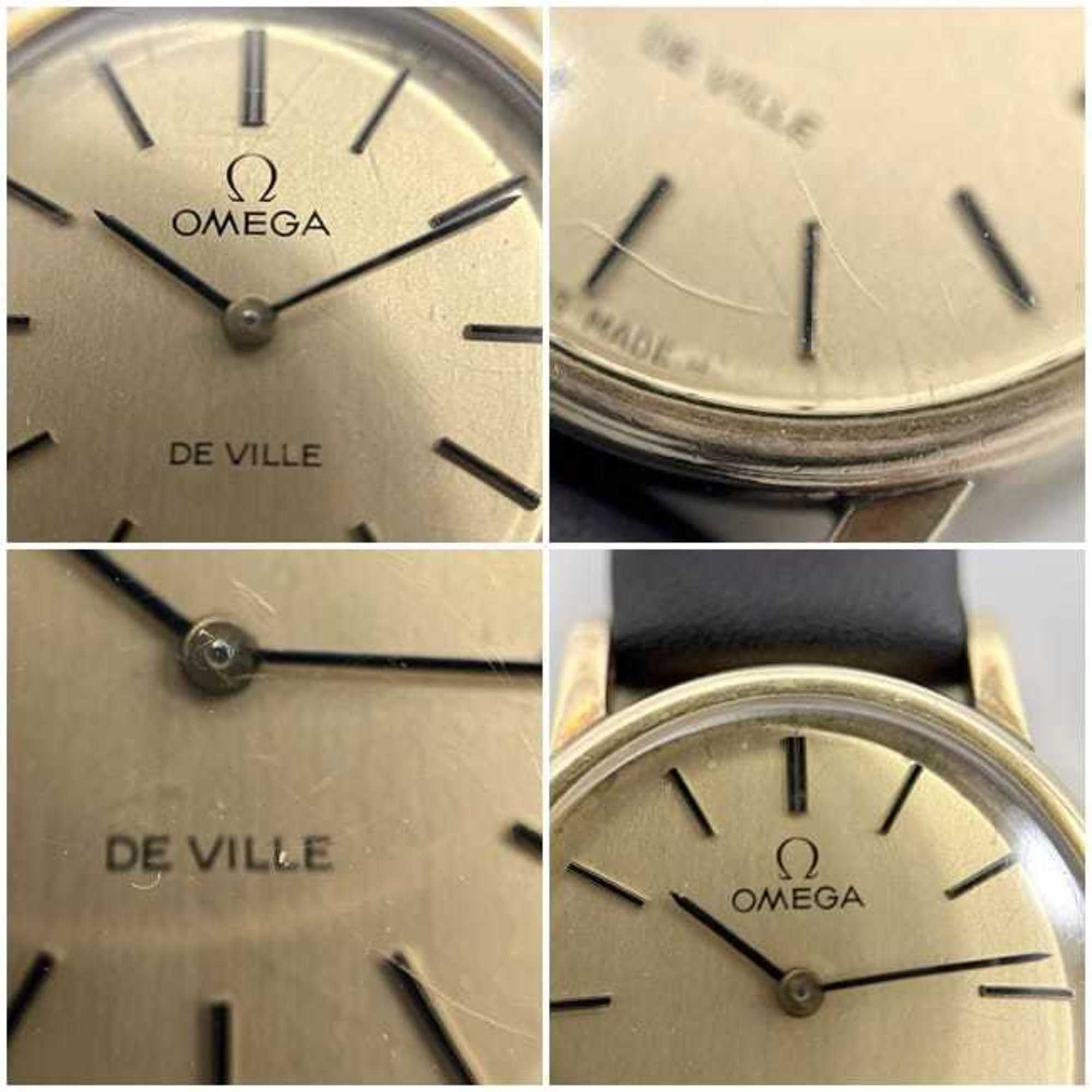 Omega De Ville Watch f-25030 Gold Black Women's SS Leather Manual Winding OMEGA Dial Analog Stainless Steel — Good