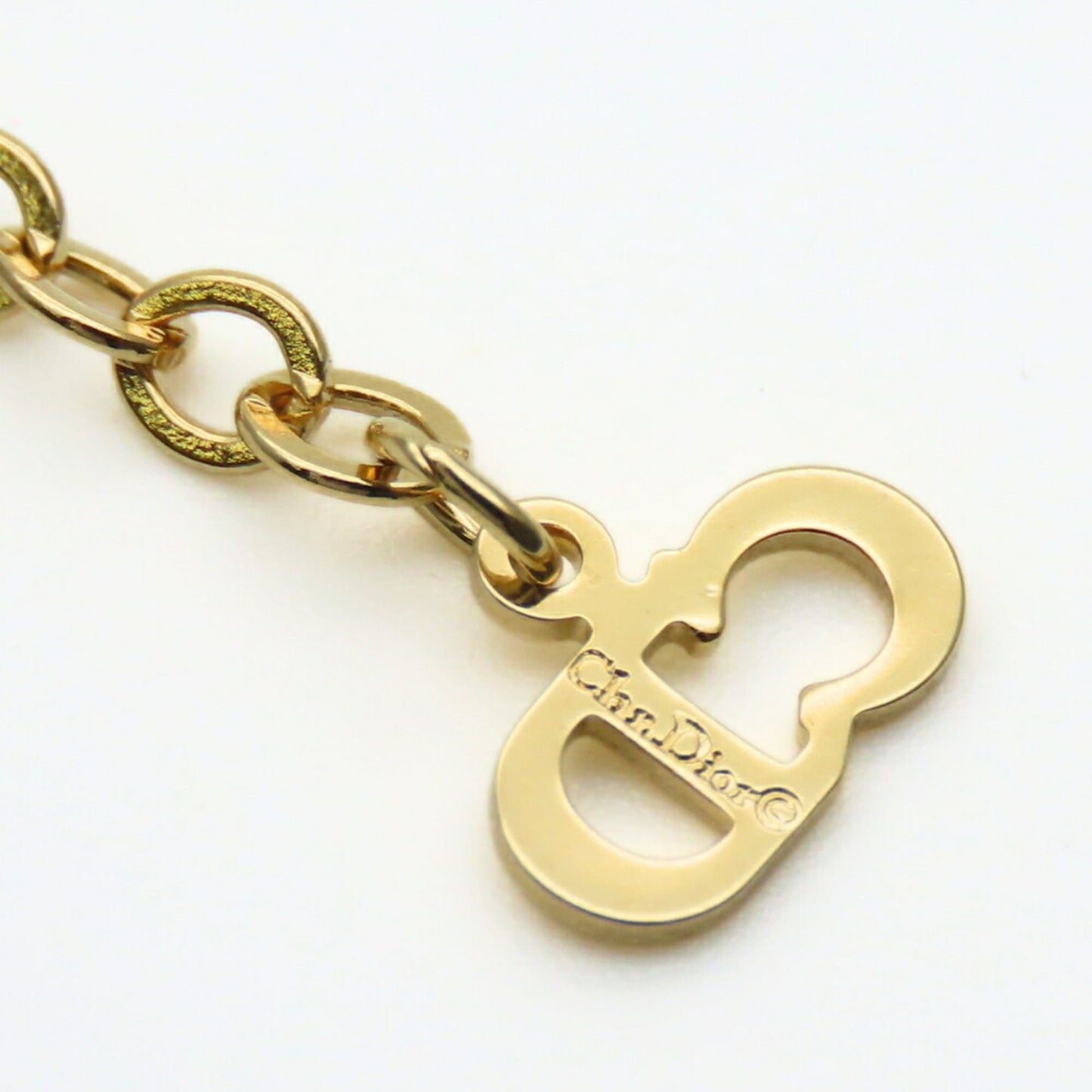 Christian Dior Necklace, Metal, Rhinestone, Gold Plated, GP, Women's,