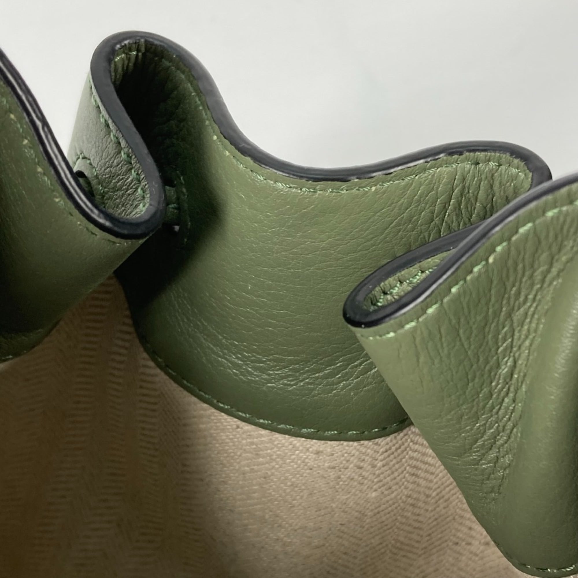 LOEWE Hammock Drawstring Bag, Mini Handbag/Shoulder Leather, Women's, Khaki, Like New — Like New