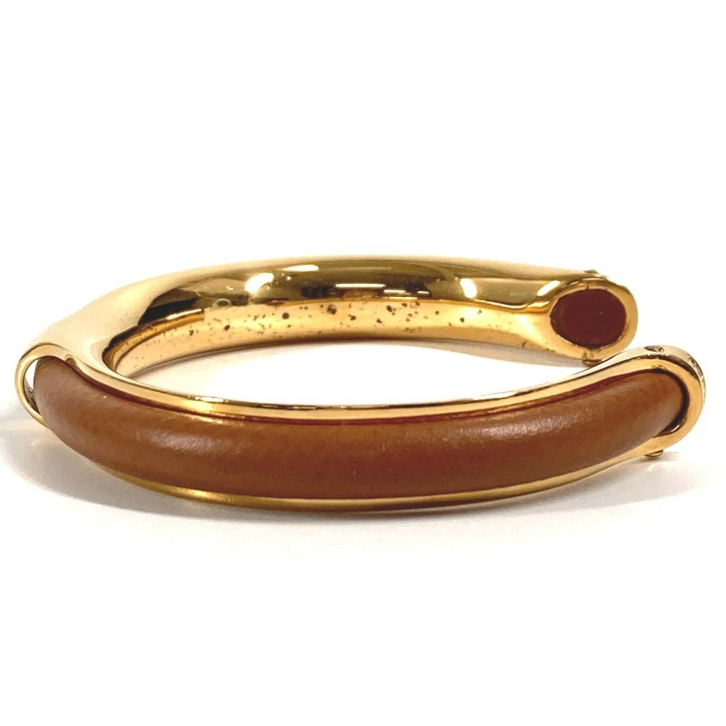 HERMES Hermes Bracelet Bangle Metal/Leather Women's Brown