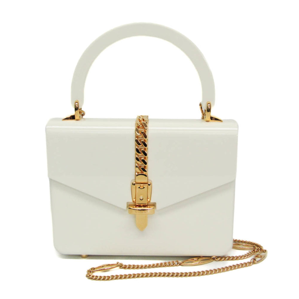Gucci Sylvie 1969 Acrylic Mini 589482 Women's Acrylic Handbag,Shoulder Bag White — Like New