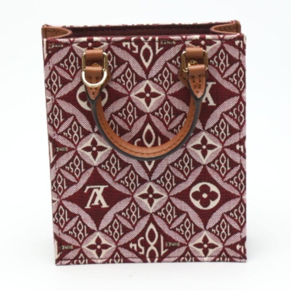 LOUIS VUITTON Petit Sac Pla Jacquard Leather Monogram Louis Vuitton Red Shoulder Bag LV — Like New